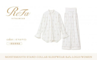 [オフホワイト Lサイズ]リファ バイタルテック モイストスムース スタンドカラースリープウェア ReFaロゴ/WOMEN