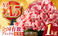 【2026年1月発送】佐賀牛切り落とし 1kg（500ｇ×2パック）【がばいフーズ】 [HCS003]