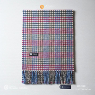 『Noble Fibre』100％カシミヤ・マフラー レッド＆チェック フリンジ付き【高級 カシミア おしゃれ ファッション 防寒 かしみあ】 G3565