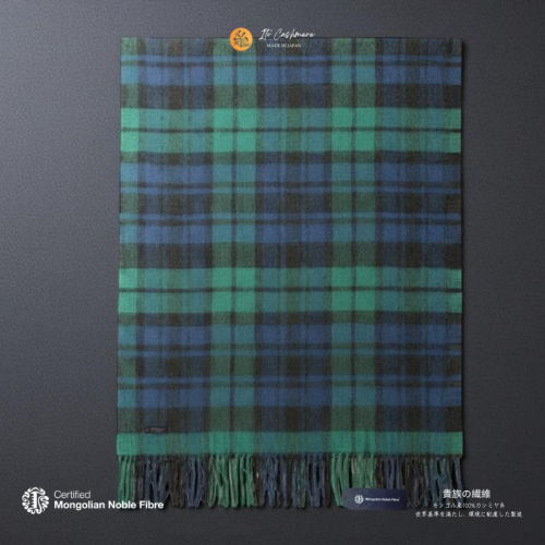 『Noble Fibre』100％カシミヤ・大判ストール ブラックウオッチ＆チェック フリンジ付き【高級 カシミア おしゃれ ファッション 防寒 かしみあ】 G3566 2397469 - 大阪府泉佐野市