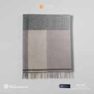 『Noble Fibre』100%カシミヤ・大判ストール 大判チェック フリンジ付き