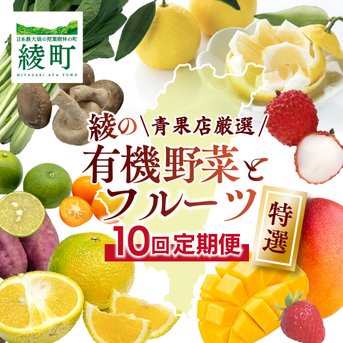 【全10回お届け】特選！！宮崎県綾町産 果物・野菜定期便 [Y21] 2399921 - 宮崎県綾町
