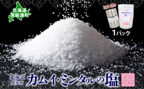 カムイミンタルの塩 はなごおり 1パック ミル付き カムイミンタル 塩 お塩 粗塩 調味料 ソルト salt 自然塩 薪釜 プレーンソルト プレーン プレーンタイプ ミネラル まろやか ステーキ 塩むすび 塩ゆで パン生地 お取り寄せ 北海道 洞爺湖町 2403127 - 北海道洞爺湖町