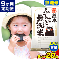 [9ヶ月定期便]無洗米 訳あり 熊本ふるさと無洗米 選べる内容量 5kg 10kg 15kg 20kg [申し込みの翌月から出荷] 熊本県産 無洗米 精米 御船町 米 コメ 無洗米 ヒノヒカリ 使用 訳あり おこめ お米 熊本 ふるさと無洗米