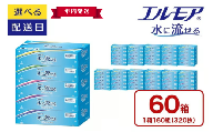 【年内発送】エルモア 水に流せるティシュー 着日指定 60箱 5個×12パック ティッシュ ティッシュペーパー ボックスティッシュ 日用品 消耗品 備蓄 防災 愛媛県 四国中央市