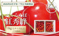 【令和8年産 早期受付】 鮭川村産さくらんぼ ＜紅秀峰＞ Lサイズ以上バラ詰め 1kg（500g×2P）