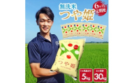 ≪6ヶ月定期便≫ 無洗米 特別栽培米 つや姫 5kg×6ヶ月連続 計30kg 山形県庄内産 毎月中旬頃にお届け 米 お米 精米 白米 定期便 ブランド米 AG アグレスト　SN0021
