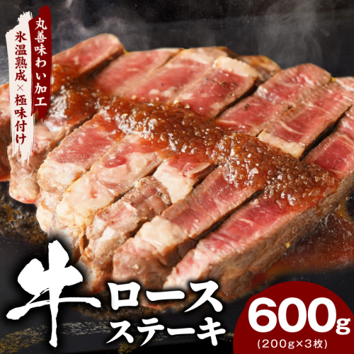 牛肉 ロースステーキ 600g【氷温熟成×極味付け 約200g×3枚  訳あり サイズ不揃い 小分け 焼くだけ】 mrz0349 2412725 - 大阪府泉佐野市