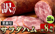 i1201-B 《業務用・訳あり》サラダハム (約800g×10本・計8kg) ハム 国産 豚肉 塩漬 熟成 プレスハム 肉加工品 訳アリ 業務用 サラダ トッピング 【ナンチク】