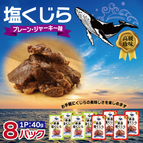 塩くじら 40g×8P（プレーン 4P・ジャーキー味 4P）【鯨 クジラ 鯨肉 赤身 おつまみ 珍味 圧倒的企業努力】 010B1810-1 2417717 - 大阪府泉佐野市