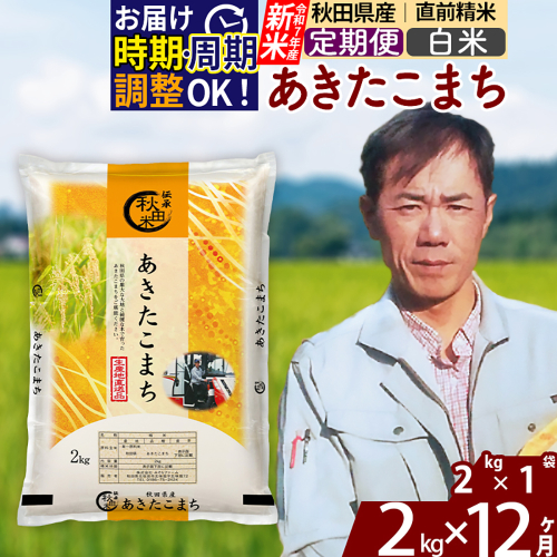 ※令和7年産 新米※《定期便12ヶ月》秋田県産 あきたこまち 2kg【白米】(2kg小分け袋)2025年産 お届け時期選べる お届け周期調整可能 隔月に調整OK お米 みそらファーム 2417800 - 秋田県北秋田市