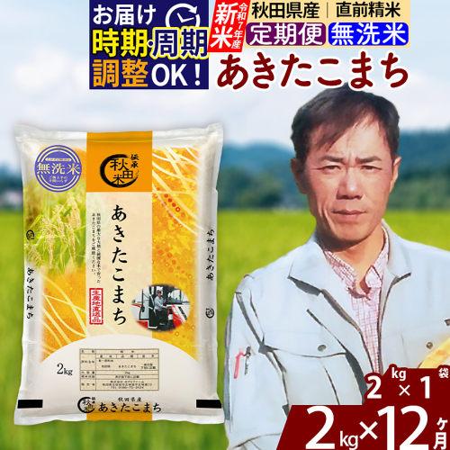 ※令和7年産 新米※《定期便12ヶ月》秋田県産 あきたこまち 2kg【無洗米】(2kg小分け袋)2025年産 お届け時期選べる お届け周期調整可能 隔月に調整OK お米 みそらファーム 2417920 - 秋田県北秋田市