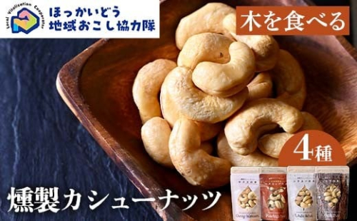 【木を食べる】燻製カシューナッツ４種セット 地域おこし協力隊関連返礼品  燻製 ナッツ 加工品 食品 北海道 F6S-631 2418069 - 北海道北海道庁