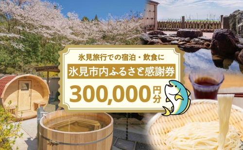 氷見市内ふるさと感謝券（宿泊・飲食） 300,000円分 観光 旅行 飲食 ランチ ディナー 食事  温泉 宿 民宿 旅 食体験 グルメ 富山県 氷見市 2418386 - 富山県氷見市