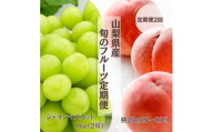 ＜発送月固定定期便＞＜2026年先行受付＞旬のフルーツ定期便　桃2kg・シャインマスカット全2回【4076701】