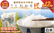 【3ヶ月連続お届け】 特別栽培米 コシヒカリ匠 4kg（2kg×2袋）×3回 計12kg 節減対象農薬当地比5割減【白米】【米 コメ お米 コシヒカリ ふるさと納税米 ブランド米 国産】 [E-2921_01]