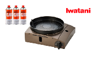 イワタニ カセットフー マルチカットグリル+カセットガス3P　【11100-1957】