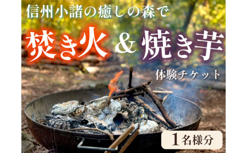 癒しの森で焚き火と焼き芋体験（1名様分）～「町に近い森」がある小諸にて　体験 チケット 自然 リフレッシュ 2425296 - 長野県小諸市