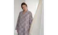 ＜洗える/柔らか素材/草木染め＞チェックワンピースパジャマ　ラックダイラベンダー【1694979】