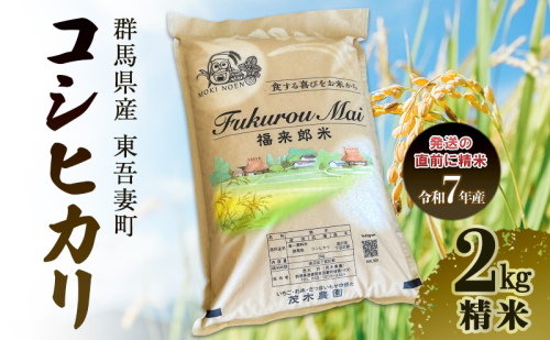 コシヒカリ 2kg 精米　お米 白米 ライス ご飯 ブランド米 銘柄米 主食 お弁当 おにぎり 群馬県 東吾妻町 2425371 - 群馬県東吾妻町