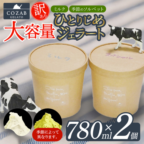 COZAB GELATO 訳あり 大容量 ひとりじめサイズ 2個セット FY25-276 2425825 - 山形県山形市