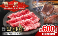 熊本県産 『原田畜産』 黒毛和牛 焼き肉用 スライス 計約600g（約300g×2パック） 牛肉 牛 【有限会社 九州食肉産業】 [AYCN134]
