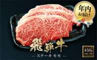 【12月配送】飛騨牛 ステーキ モモ 450g（150g×3枚）| 年内発送 飛騨 高山 牛 国産牛 肉 人気 おいしい ファミリーストアさとう CY042VC12
