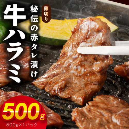 【お試し】牛ハラミ肉 500g 薄切り スライス 小分け 訳あり サイズ不揃い 秘伝の赤タレ漬け 焼肉 牛肉 005A760 2427759 - 大阪府泉佐野市