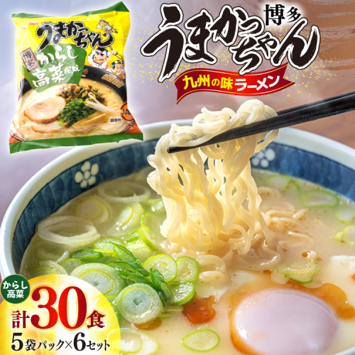 インスタントラーメン うまかっちゃん からし高菜風味 5食パック 6ケース 計 30食 [地域商社ふるさぽ 福岡県 宇美町 um40bfw220001] からし 高菜 ラーメン 博多ラーメン インスタント とんこつ 即席ラーメン 袋麺 まとめ買い ラーメン詰め合わせ 2428387 - 福岡県宇美町