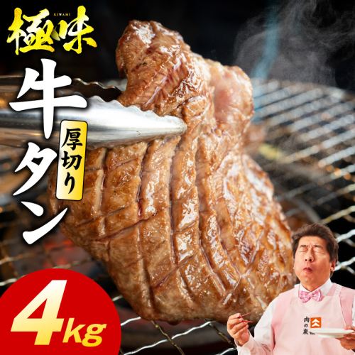厚切り牛たん 4kg【氷温熟成×旨塩ダレ 味付き 訳あり サイズ不揃い 500g 小分け 焼くだけ 焼肉】 mrz0294 2428401 - 大阪府泉佐野市