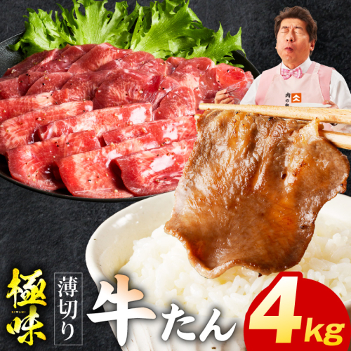 薄切り牛たん 4kg【氷温熟成×旨塩ダレ 味付き 訳あり サイズ不揃い 500g 小分け 焼くだけ 焼肉】 mrz0296 2428403 - 大阪府泉佐野市