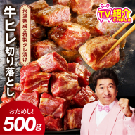 [お試し]牛ヒレ肉 切り落とし 500g[小分け 500g×1P 氷温熟成×特製ダレ サイズ不揃い やわらか ステーキ ひと口サイズ カット済み]