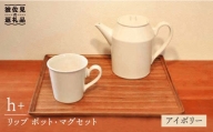 【波佐見焼】h+ リップ ティーポット・マグカップ アイボリー6点セット 食器 皿 【堀江陶器】 [JD85]