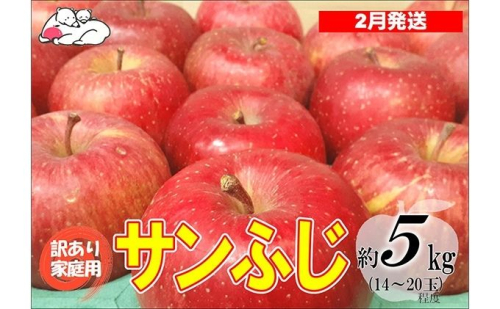 【2月発送】白熊 訳あり家庭用 サンふじ 約5kg 糖度13度【青森りんご 果物 フルーツ 食後 デザート シャキシャキ ジューシー りんごの王様 】 2430372 - 青森県鶴田町