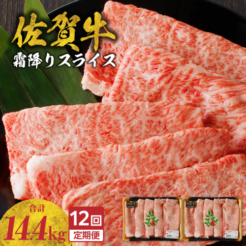 【定期便：12回】佐賀牛霜降りスライス（肩ロース）1.2kg ／ 中山牧場 直送 牛肉 佐賀牛 霜降り 肩 ロース 薄切り スライス しゃぶしゃぶ すき焼き A4 A5 黒毛和牛 ブランド牛 肉 お肉 国産 佐賀県 玄海町 冷凍 人気 おすすめ 2430534 - 佐賀県玄海町