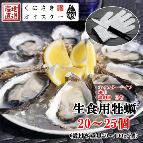 牡蠣 生食用 殻付き くにさきオイスター 20～25個（殻付き重量40～100g/個） 【オイスターナイフ付き】 カキ oyster 生牡蠣　_2113R-2 2431571 - 大分県国東市