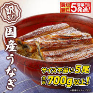 〈最短翌日発送〉【訳あり】さかい河岸水産 国産 うなぎ 蒲焼き 5尾 700g以上！ ※サイズ不揃い 小分け K2672