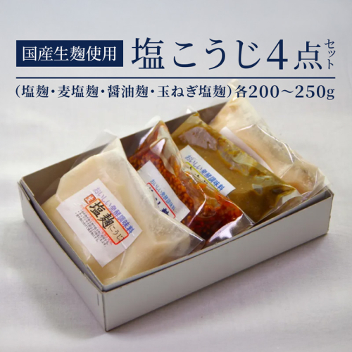 【国産生麹使用】 発酵調味料 4点セット 塩麹・麦塩麹・醤油麹・玉ねぎ塩麹 各200〜250g | 塩麹 麦塩麹 醤油麹 玉ねぎ塩麹 発酵調味料 こうじ 麹 国産 料理下味 漬け込み 炒め物 ギフト  大阪屋こうじ店 国産麹 舞鶴 2432622 - 京都府舞鶴市