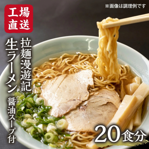 【 工場直送 】 拉麺漫遊記 生ラーメン 20食セット 醤油スープ付き ラーメン らーめん 拉麺 麺 めん 小菅製麺 ふるさと納税 12000円 [CV002ya] 2433059 - 茨城県八千代町