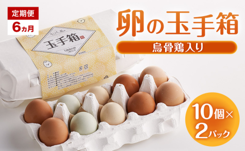 定期便 6ヵ月 卵の玉手箱（烏骨鶏入り）10個×2パック たまご 鶏卵 静岡県 森町 2433091 - 静岡県森町