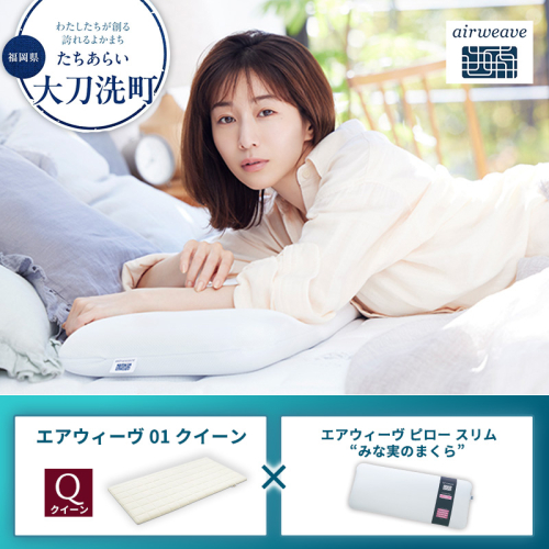 【大刀洗町限定】エアウィーヴ01 クイーン × エアウィーヴ ピロー スリム “みな実のまくら” 2433389 - 福岡県大刀洗町