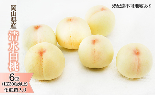 桃 2026年 先行予約 清水 白桃 6玉 （1玉300g以上）化粧箱入り もも モモ 岡山県産 国産 フルーツ 果物 ギフト 最高級 贈答品 贈り物 2433913 - 岡山県高梁市