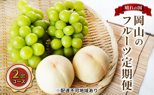 フルーツ 2026年 先行予約 晴れの国 岡山 の フルーツ 定期便 2回コース 桃 ぶどう 岡山県産 国産 フルーツ 果物 ギフト マスカット もも モモ お楽しみ 高級ぶどう 2433917 - 岡山県高梁市