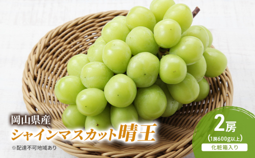 ぶどう 2026年 先行予約 シャインマスカット晴王 2房(1房600g以上) 化粧箱入り ブドウ 葡萄 岡山県産 国産 フルーツ 果物 ギフト 2433934 - 岡山県高梁市