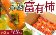 P298-03【先行予約】矢野ファーム 冷蔵富有柿 (2Lサイズ) 11～12玉 (約3kg) 2024年12月中旬〜2025年1月10日 出荷予定