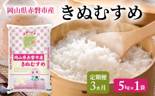 米 2025年産 定期便 3ヵ月 きぬむすめ 5kg 1袋 岡山県赤磐市産 精米 白米 こめ お米 特Aランク 3回 2434533 - 岡山県赤磐市