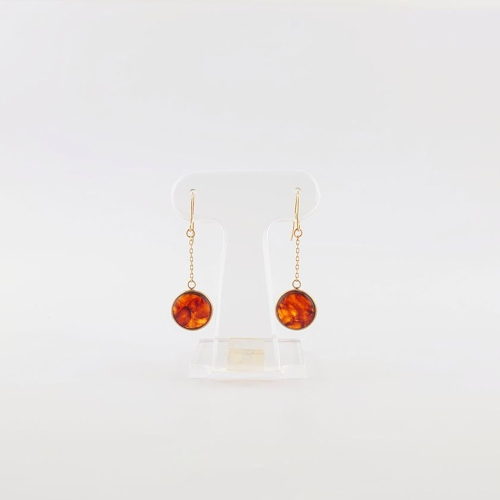 Amberlogue ピアス 丸（金属素材：K10　琥珀：直径9mm　サイズ：全長28mm） 2434584 - 岩手県久慈市