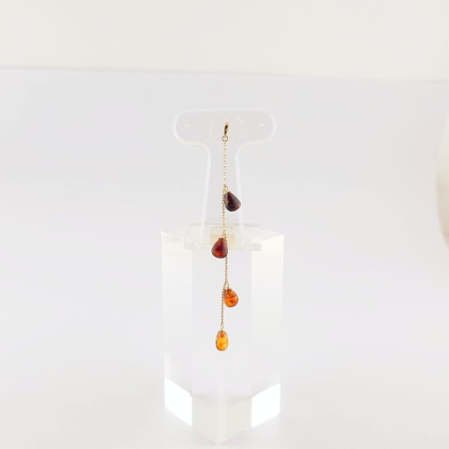 Amberlogue ペンダント しずく４粒（金属素材：K10　琥珀：6.5×4.5×4mm　サイズ：全長65mm） 2434593 - 岩手県久慈市