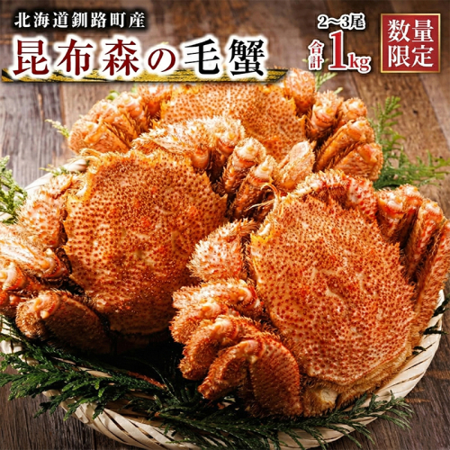 【12/21まで年内お届け】 数量限定 北海道昆布森の 毛蟹 1kg 2～3尾 ボイル済み 下茹で 冷凍|入手困難 北海道産 毛ガニ ケガニ けがに カニ味噌 希少 魚介類 高級 セット 旬 釜茹で 年内配送 年内発送 北海道 釧路町 釧路超 特産品 2434746 - 北海道釧路町