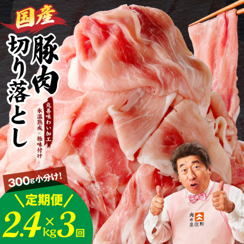 【定期便】国産 豚肉 切り落とし 2.4kg×全3回【氷温熟成×極味付け 小分け 300g×8P ぶたにく 普段使い 野菜炒め 毎月配送コース】 mrzZ012 2434773 - 大阪府泉佐野市